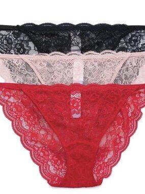 new-3 PACK Joyspun String Bikini panties with Scalloped Lace (3XL)22